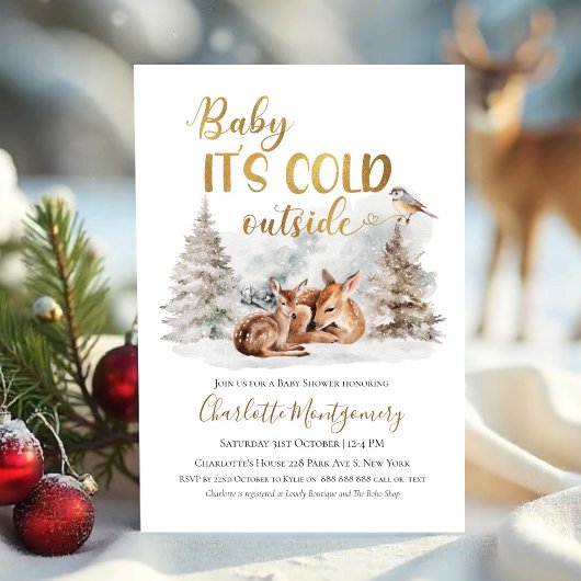Baby het is koud buiten Deer Forest Baby shower Kaart