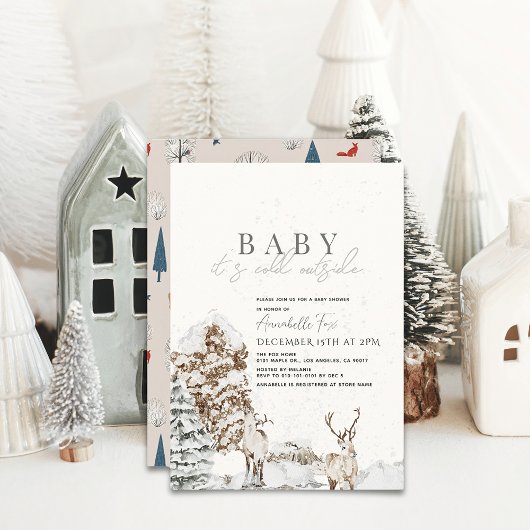 Baby Het is koud buiten Deer Winter Baby shower Kaart
