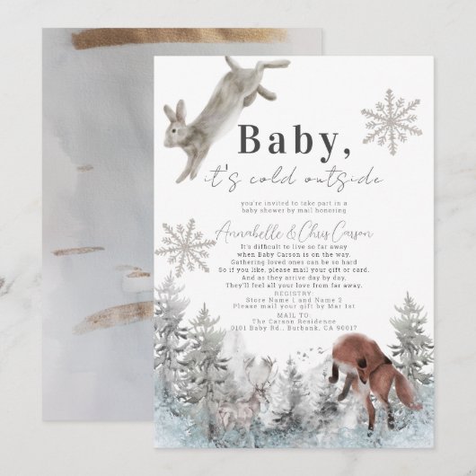 Baby Het is Koud Buiten Dieren Baby shower per pos Kaart (Voorkant / Achterkant)