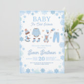 Baby Het is koud buiten Douche Blue Boys Winter Kaart (Staand voorkant)
