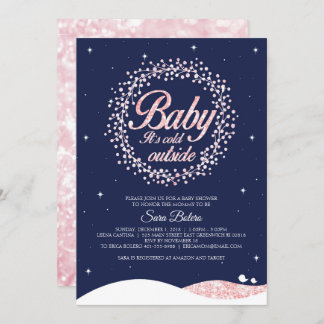 Baby Het is koud buiten Douche Navy Pink Sparkle Kaart