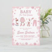 Baby Het is koud buiten Douche Roze Meisje Winter Kaart (Staand voorkant)