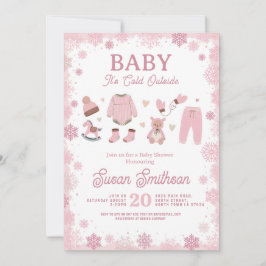 Baby Het is koud buiten Douche Roze Meisje Winter Kaart