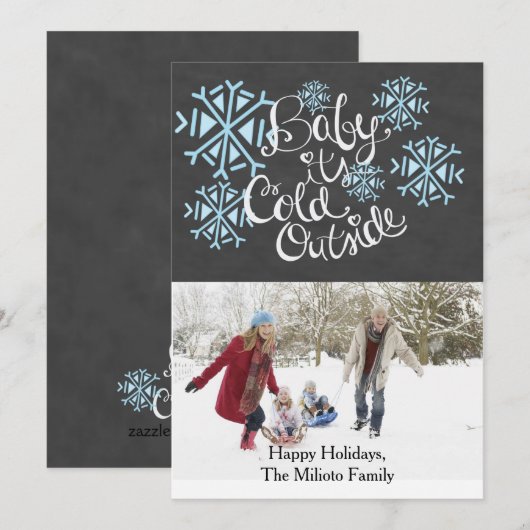Baby Het is koud buiten één kerstkaart (Voorkant / Achterkant)