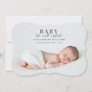 Baby het is koud buiten eerste kerstfoto feestdagenkaart
