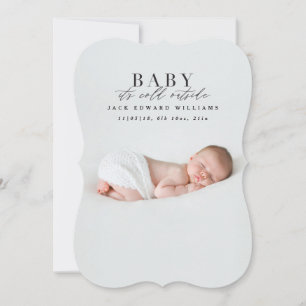 Baby het is koud buiten eerste kerstfoto feestdagenkaart