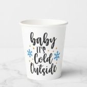 Baby Het is koud buiten Elegant Script Snowflake Papieren Bekers (Achterkant)