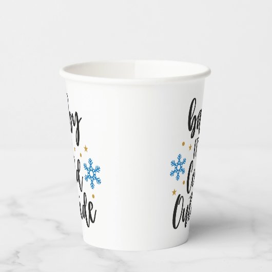 Baby Het is koud buiten Elegant Script Snowflake Papieren Bekers (Links)