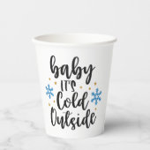Baby Het is koud buiten Elegant Script Snowflake Papieren Bekers (Voorkant)