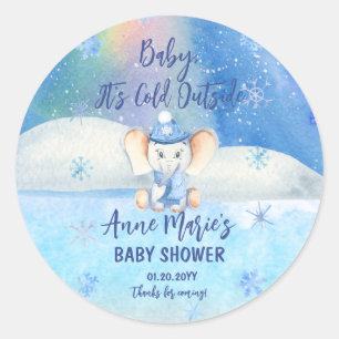 Baby Het is koud buiten Elephant Winter Baby showe Ronde Sticker