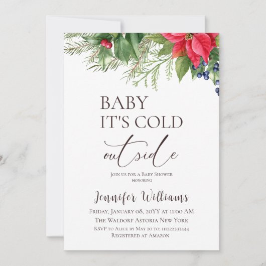 Baby het is koud buiten Evergreen Winter Baby Show Kaart (Voorkant)