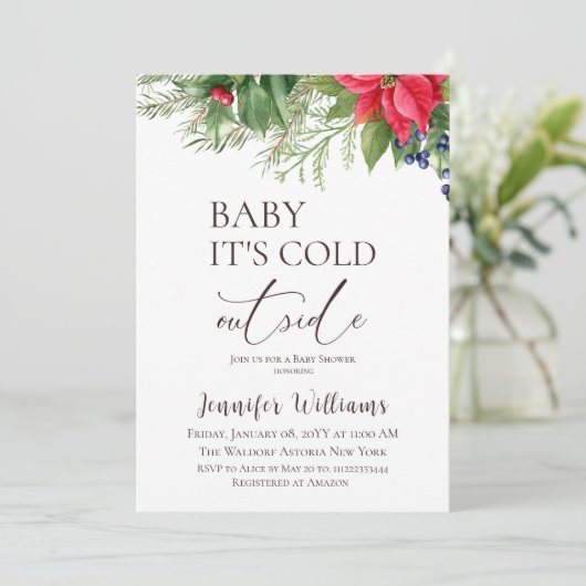 Baby het is koud buiten Evergreen Winter Baby Show Kaart (Staand voorkant)