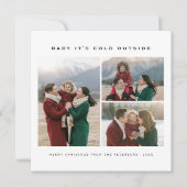 Baby Het is koud buiten Familie 3 Foto Kerstmis Feestdagenkaart (Voorkant)