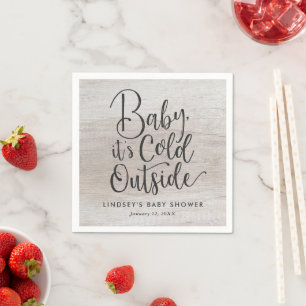 Baby Het is koud buiten Faux Wood Baby shower Servet