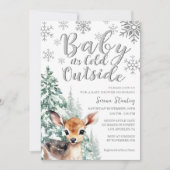 Baby het is koud buiten | Fawn Winter Baby shower Kaart (Voorkant)