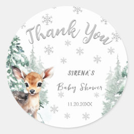 Baby het is koud buiten | Fawn Winter Baby shower Ronde Sticker