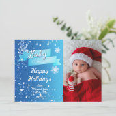 Baby het is koud buiten feestdag kerstfoto feestdagenkaart (Staand voorkant)
