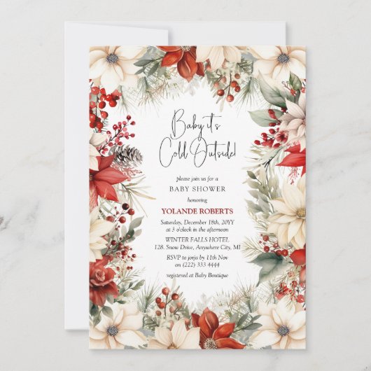 Baby Het is koud buiten feestelijk bloemetjes Baby Kaart (Voorkant)