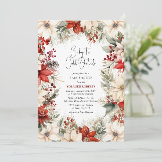 Baby Het is koud buiten feestelijk bloemetjes Baby Kaart (Staand voorkant)