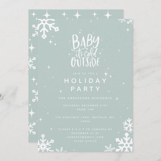 Baby het is koud buiten feestelijke uitnodiging (Voorkant / Achterkant)