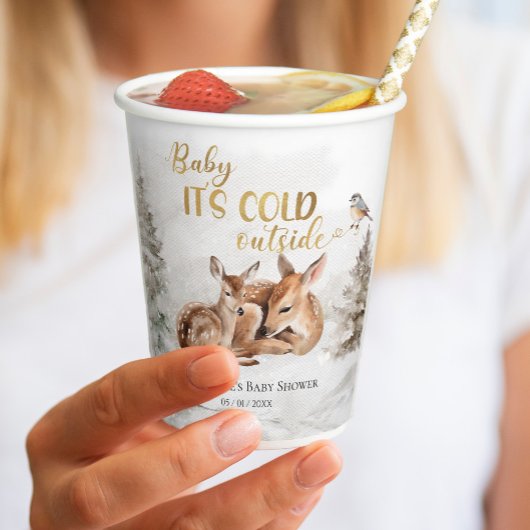 Baby het is koud buiten Forest Deer Baby shower Papieren Bekers