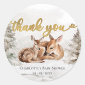 Baby het is koud buiten Forest Deer Baby shower Ronde Sticker (Voorkant)