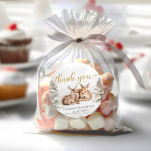 Baby het is koud buiten Forest Deer Baby shower Ronde Sticker