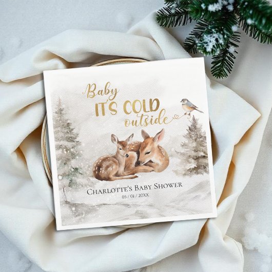 Baby het is koud buiten Forest Deer Baby shower Servet