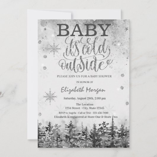 Baby Het is koud buiten Forest Snow Baby shower Kaart (Voorkant)