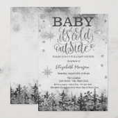 Baby Het is koud buiten Forest Snow Baby shower Kaart (Voorkant / Achterkant)