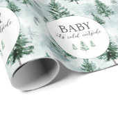 Baby het is koud buiten Forest Winter baby shower Cadeaupapier (Rol Hoek)