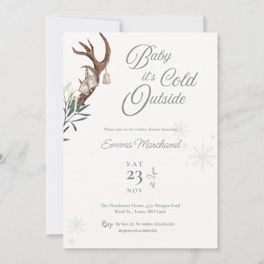 Baby het is koud buiten Frosty Winter baby shower Kaart (Voorkant)
