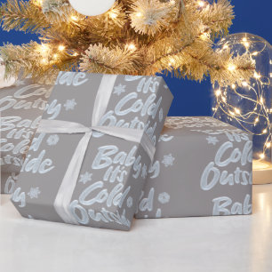 Baby Het is koud buiten Frozen Christmas Rich Grey Cadeaupapier