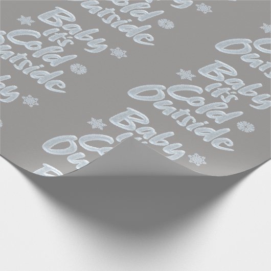 Baby Het is koud buiten Frozen Christmas Rich Grey Cadeaupapier (Hoek)