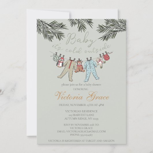 Baby Het is koud buiten Genderneutraal Baby shower Kaart (Voorkant)