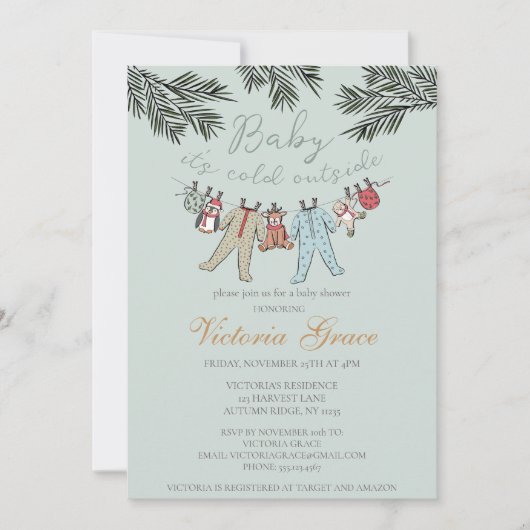 Baby Het is koud buiten Genderneutraal Baby shower Kaart (Voorkant)