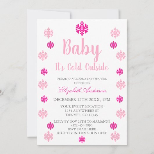 Baby Het is koud buiten Girl Winter Baby shower Kaart (Voorkant)
