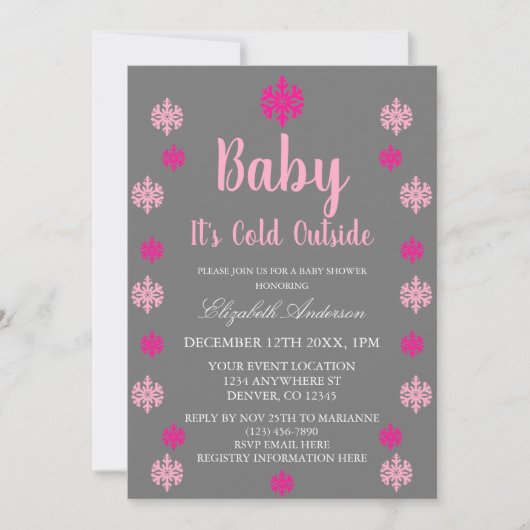 Baby Het is koud buiten Girl Winter Baby shower Kaart (Voorkant)