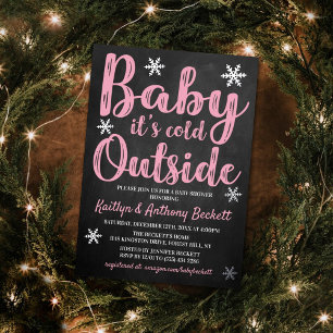 Baby Het is koud buiten Girls Winter Baby shower Folie Uitnodiging
