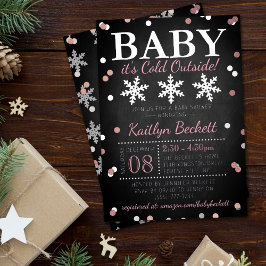 Baby Het is koud buiten Girls Winter Baby shower Folie Uitnodiging