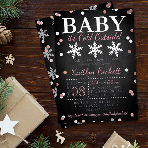 Baby Het is koud buiten Girls Winter Baby shower Folie Uitnodiging