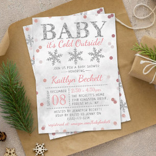 Baby Het is koud buiten Girls Winter Baby shower Kaart