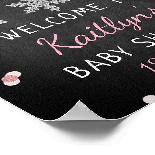 Baby Het is koud buiten Girls Winter Baby shower Poster (Hoek)