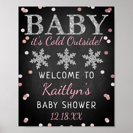 Baby Het is koud buiten Girls Winter Baby shower Poster (Voorkant)