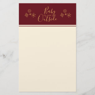 Baby het is koud buiten Golden Snowflakes Briefpapier