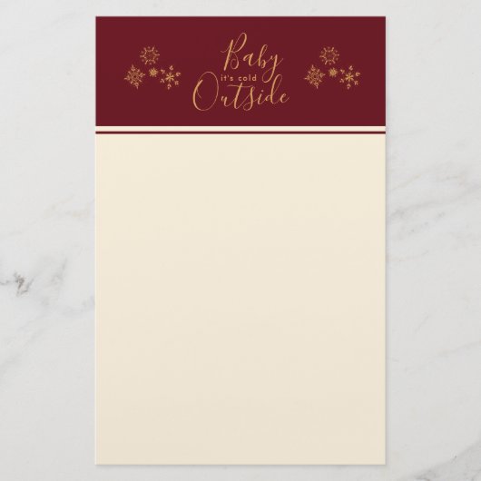 Baby het is koud buiten Golden Snowflakes Briefpapier (Voorkant)