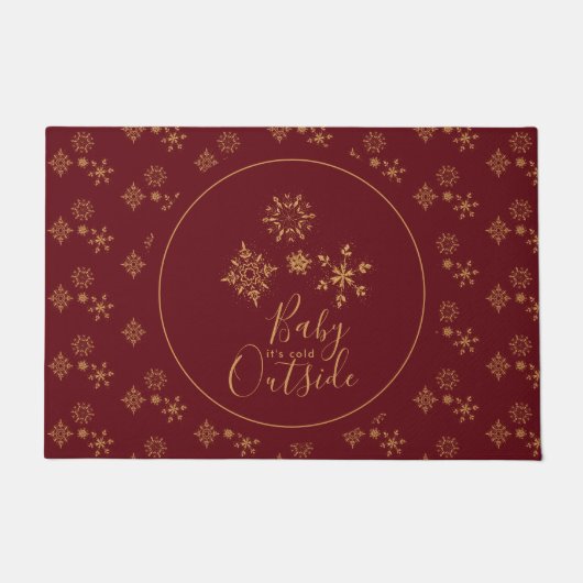 Baby het is koud buiten Golden Snowflakes Deurmat (Voorkant)