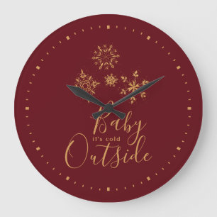 Baby het is koud buiten Golden Snowflakes Grote Klok