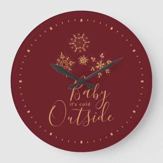 Baby het is koud buiten Golden Snowflakes Grote Klok (Voorkant)