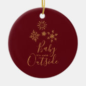 Baby het is koud buiten Golden Snowflakes Keramisch Ornament (Voorkant)